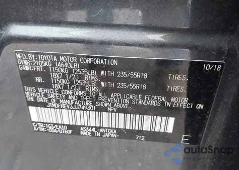 2018 Toyota Rav4 Limited from USA, damaged, VIN JTMDFREV3JJ749301
